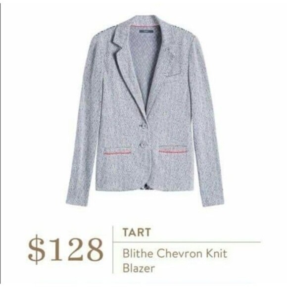 Tart Blithe Chevron Knit Blazer Blue & White Size Small - Picture 9 of 9